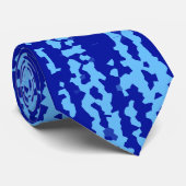 Cyan Blauwe Onregelmatige Abstracte Ontwerp  Stropdas (Opgerold)