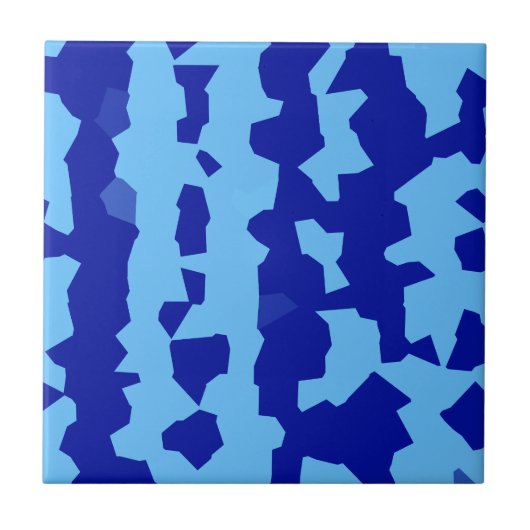 Cyan Blauwe Onregelmatige Abstracte Ontwerp Tegeltje (Voorkant)
