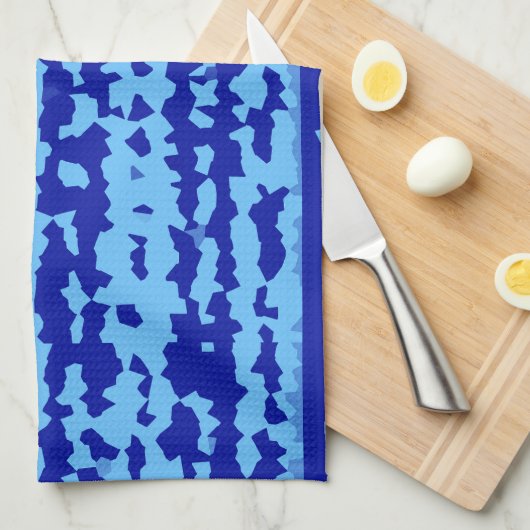 Cyan Blauwe Onregelmatige Abstracte Ontwerp Theedoek (Quarter Fold)