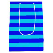 Cyan Blauwe Strepen Ontwerp  Medium Cadeauzakje (Achterkant)