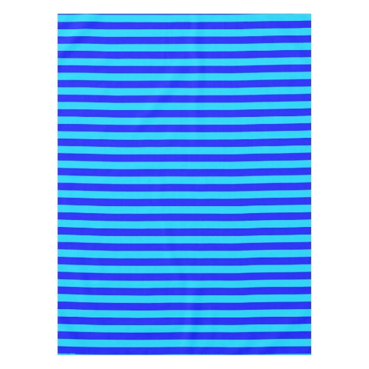 Cyan Blauwe Strepen Ontwerp Tafelkleed (Voorkant)