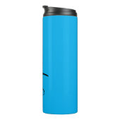 Cyan Blauwe Zwarte Script Custom Thermische Tumble Thermosbeker (Geroteerd rechts)