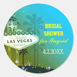 Cyan Blue Las Vegas Vrijgezellenfeest Ronde Sticker