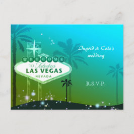 Cyan Blue Las Vegas Wedding RSVP Uitnodiging Briefkaart