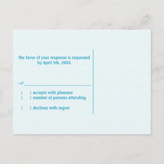 Cyan Blue Las Vegas Wedding RSVP Uitnodiging Briefkaart (Achterkant)