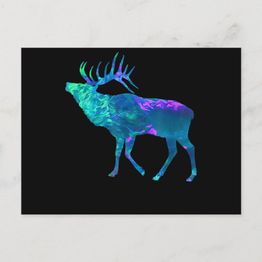 Cyan Blue Violet blauwgroen Elk Buck voor jachtcad Briefkaart (Voorkant)