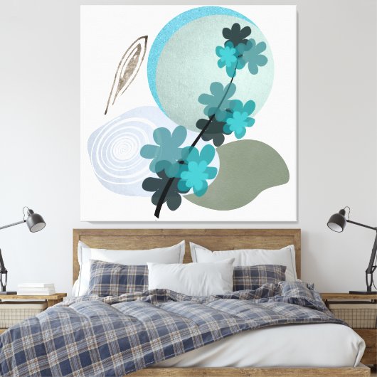 Cyan Boho Canvas Afdruk (Insitu (Slaapkamer))