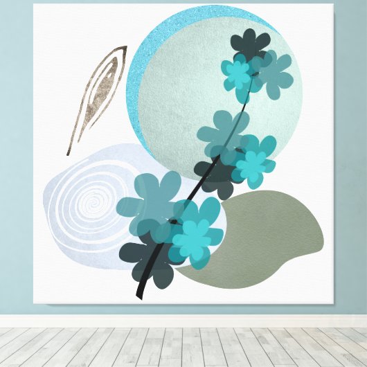 Cyan Boho Canvas Afdruk (Insitu (Houten vloer))