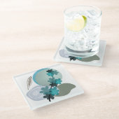 Cyan Boho Glazen Onderzetter (Schuin)