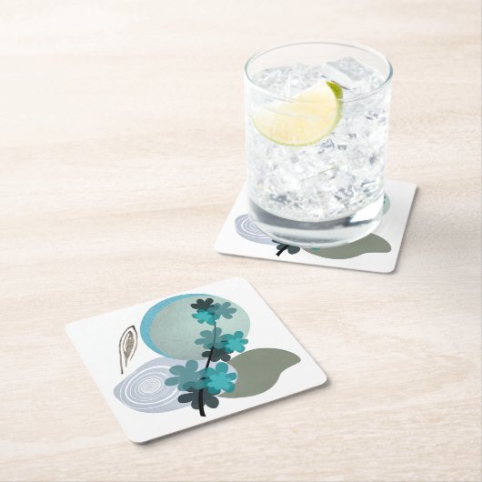 Cyan Boho Kartonnen Onderzetters (Insitu)