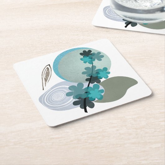 Cyan Boho Kartonnen Onderzetters (Schuin)