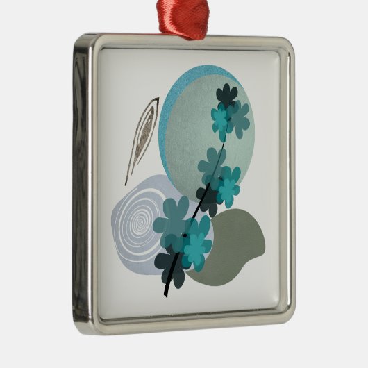 Cyan Boho Metalen Ornament (Rechts)