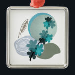 Cyan Boho Metalen Ornament<br><div class="desc">Een modern boho design met unieke vormen en texturen in de tinten cyaan,  donkergroen en olijf.</div>