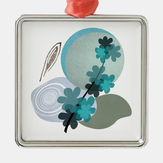 Cyan Boho Metalen Ornament (Voorkant)