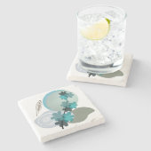 Cyan Boho Stenen Onderzetter (Zijkant)