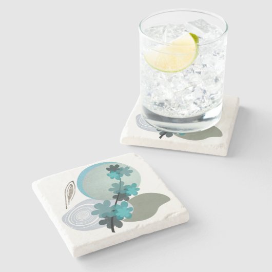 Cyan Boho Stenen Onderzetter (Zijkant)