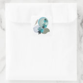 Cyan Boho Vierkante Sticker (Tas)