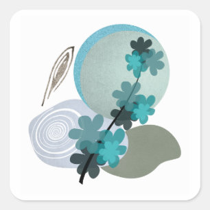 Cyan Boho Vierkante Sticker