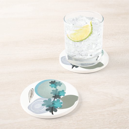 Cyan Boho Zandsteen Onderzetter (Zijkant)