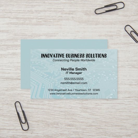 Cyan Circuit Board Tech Computers IT Visitekaartje (Voorkant / Achterkant in situ)