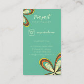 Cyan Daisy Event Planner Groovy 70s Hippie Flower Visitekaartje (Achterkant)