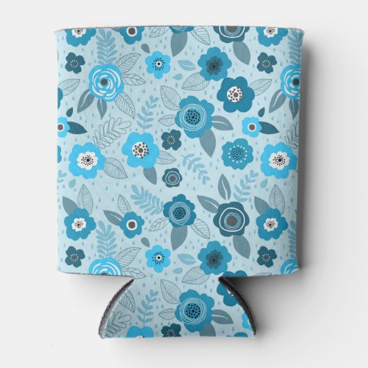 Cyan elegant ditsy floral pattern blikjeskoeler (Voorkant)