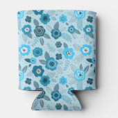 Cyan elegant ditsy floral pattern blikjeskoeler (Achterkant)