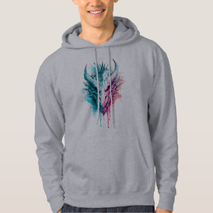 Cyan en Roze Draak Spat Hoody