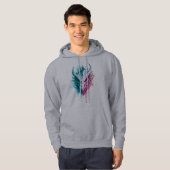 Cyan en Roze Draak Spat Hoody (Voorkant volledig)