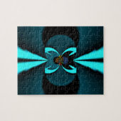 Cyan en Zwarte Abstracte Kunstprint Legpuzzel (Horizontaal)