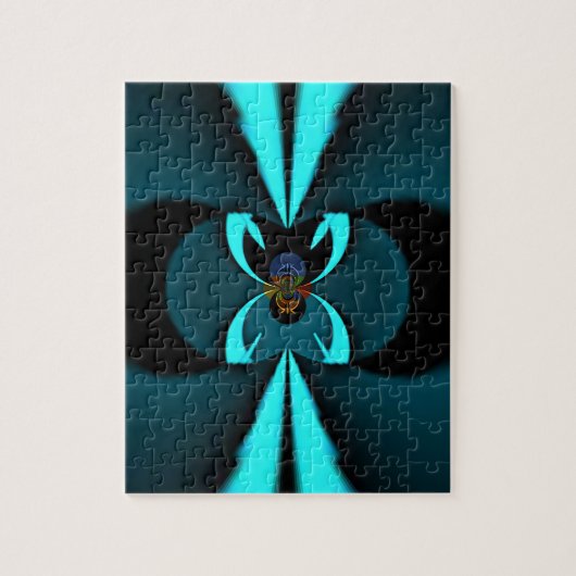 Cyan en Zwarte Abstracte Kunstprint Legpuzzel (Verticaal)