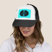Cyan en Zwarte Abstracte Kunstprint Trucker Pet (In situ)
