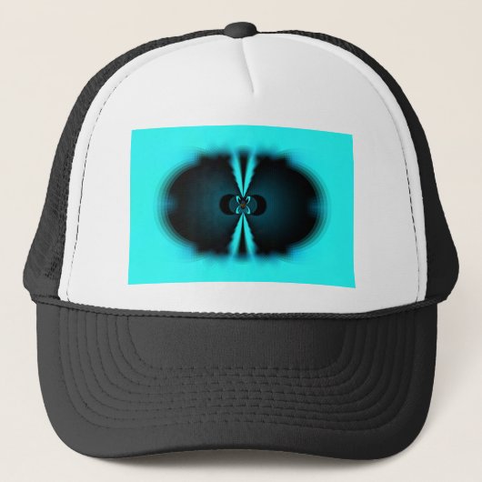 Cyan en Zwarte Abstracte Kunstprint Trucker Pet (Voorkant)