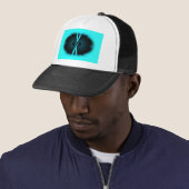 Cyan en Zwarte Abstracte Kunstprint Trucker Pet (In situ)