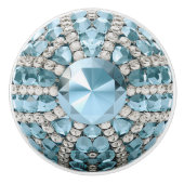 Cyan Faux Edelstenen Orb Keramische Knop (Voorkant)