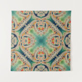 Cyan Fractal | Psychedelische Kunst Tapijt Wandkleed (Voorkant (horizontaal))
