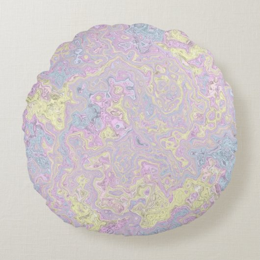 Cyan, Geel, Magenta Draaikolk  Rond Kussen (Voorkant)