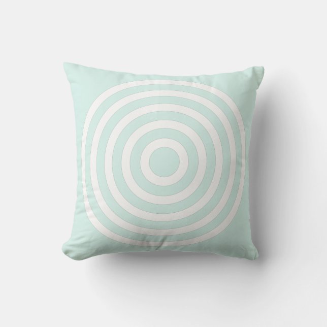 Cyan groene pastel & witte concentrische cirkels kussen (Voorkant)