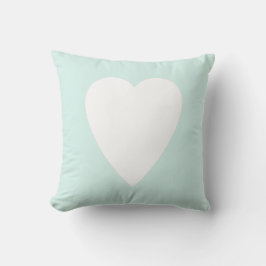 Cyan groene pastel & witte hartvorm ontwerp kussen