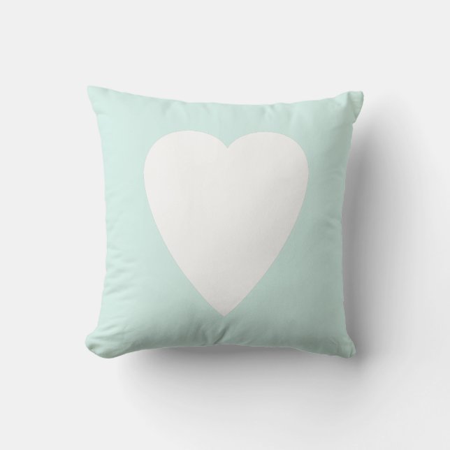 Cyan groene pastel & witte hartvorm ontwerp kussen (Voorkant)