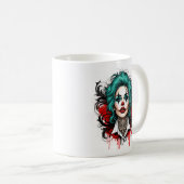 Cyan Haired Clown Queen - Spooky Chic Design Koffiemok (Voorkant rechts)