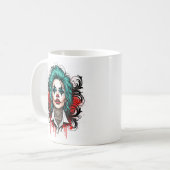 Cyan Haired Clown Queen - Spooky Chic Design Koffiemok (Voorkant links)