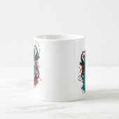 Cyan Haired Clown Queen - Spooky Chic Design Koffiemok (Center)