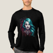 Cyan Haired Clown Queen - Spooky Chic Graphic Tri-Blend Shirt (Voorkant volledig)