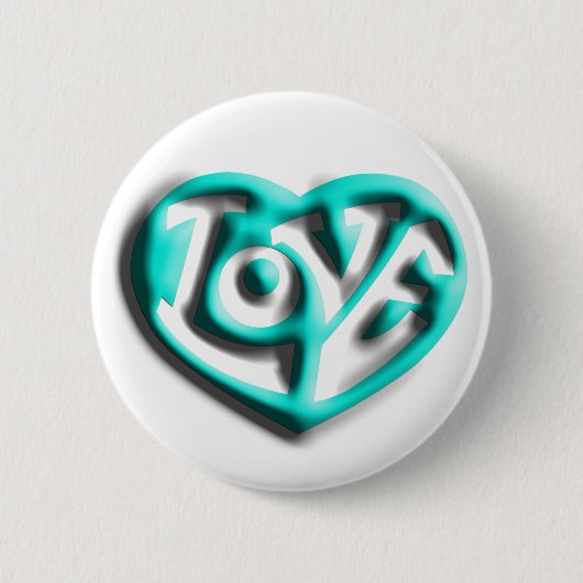 Cyan Hippie Love Heart Ronde Button 5,7 Cm (Voorkant)