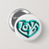 Cyan Hippie Love Heart Ronde Button 5,7 Cm (Voorkant /achterkant)