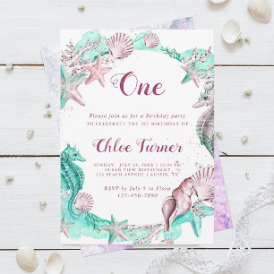 Cyan & Lavendel Onder het Zee Meisje Verjaardag Kaart