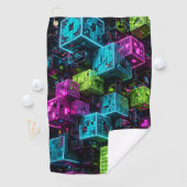 Cyan Magenta Lime Cyberpunk | Extreem 3D Golfhanddoek (Insitu)