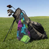 Cyan Magenta Lime Cyberpunk | Extreem 3D Golfhanddoek (Groen)