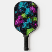 Cyan Magenta Lime Cyberpunk | Extreem 3D Pickleball Paddle (Voorkant)